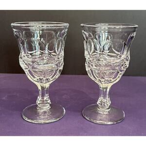 (2) Fostoria Argus Clear 4 7/8” Wine Glasses Henry Ford Museum Stem 2770 Heavy